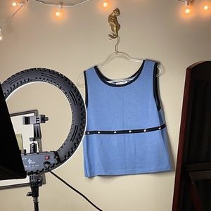 St. John Sleeveless Boxy Sweater Silver Studs